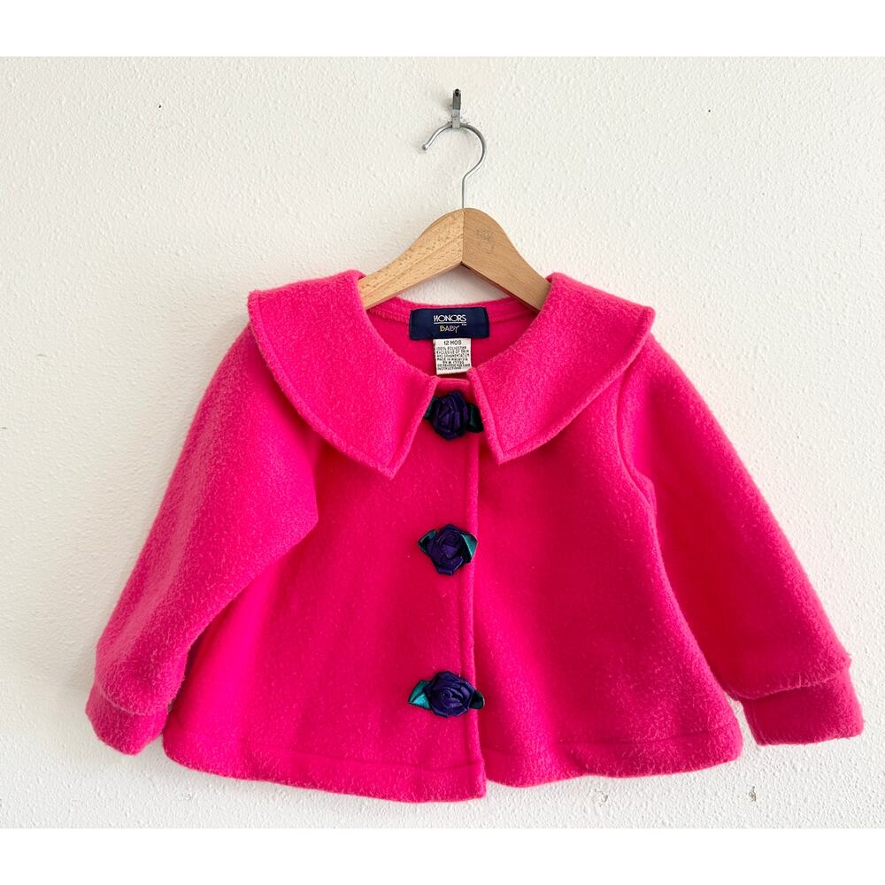 90’s/Y2K Baby Fleece Rosette Jacket 12 months